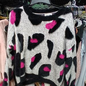 ADORA Gray Sweater with Pink and Black Accents